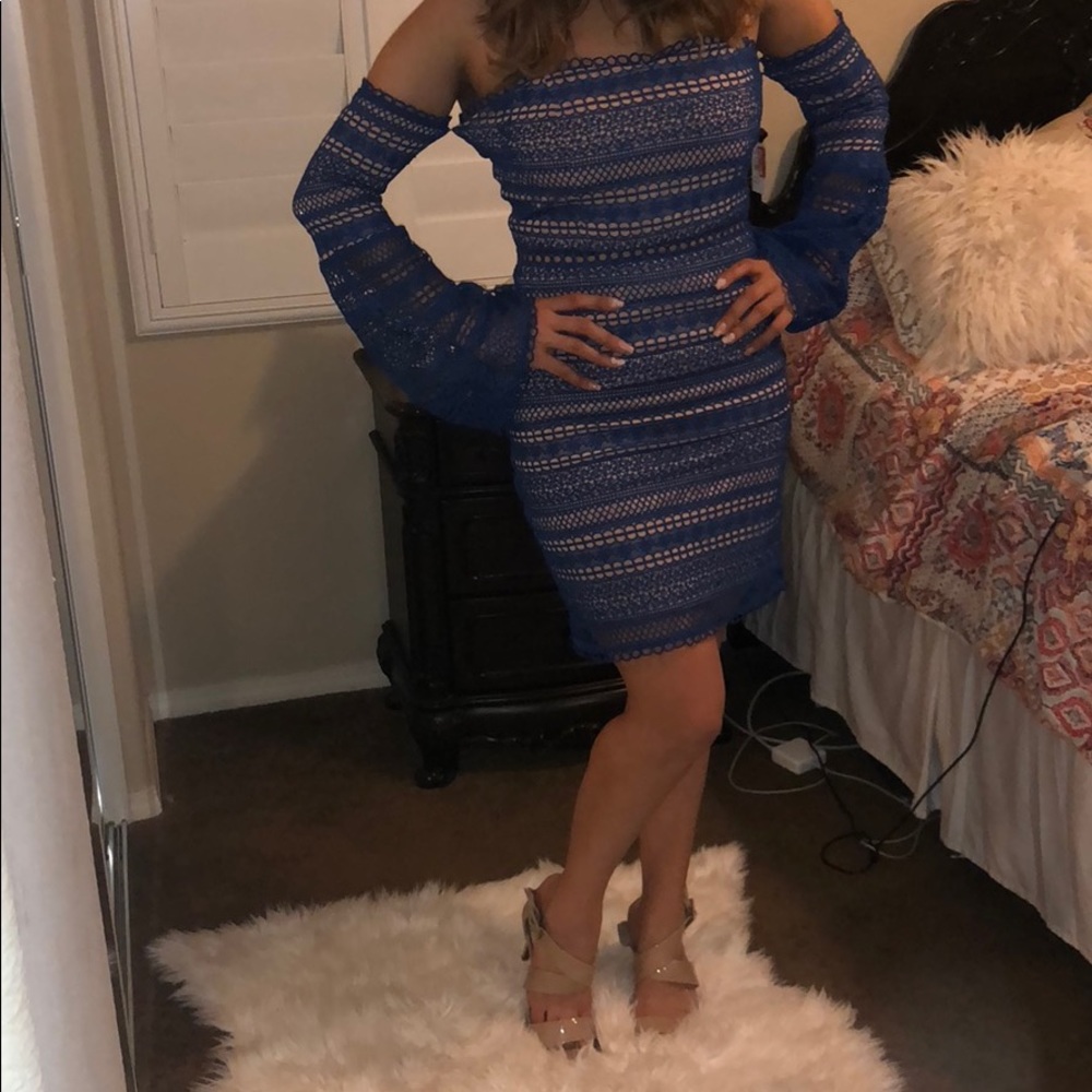 NWT Nordstrom Blue Nude Crochet dress